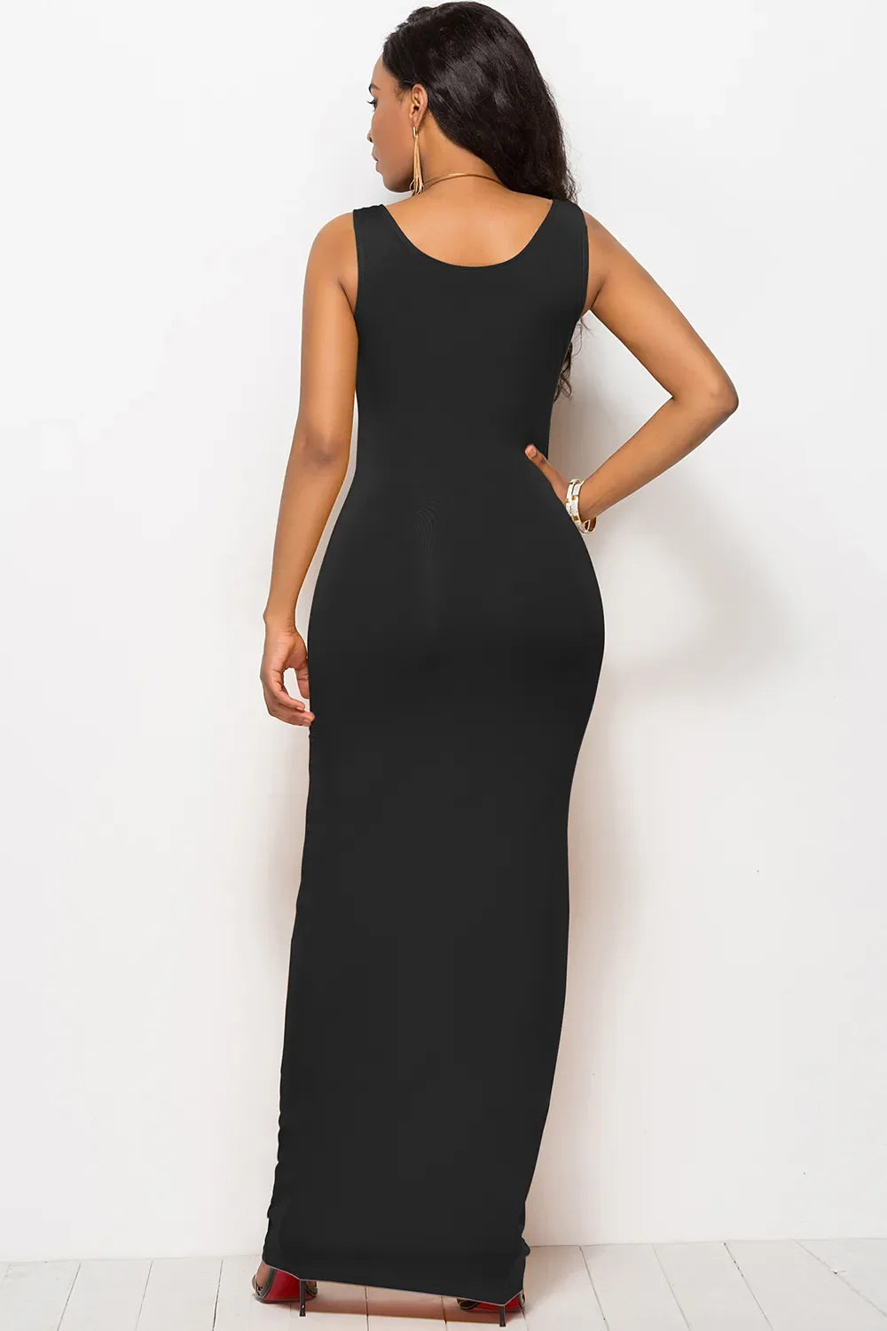 Scoop Neck Wide Strap Maxi Dress by Shopiebay