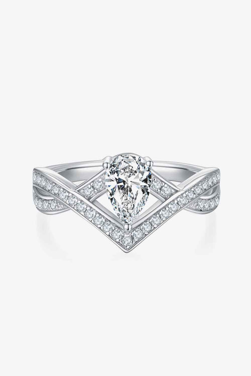 1 Carat Moissanite Teardrop 925 Sterling Silver Ring by Wild and Free Boutique