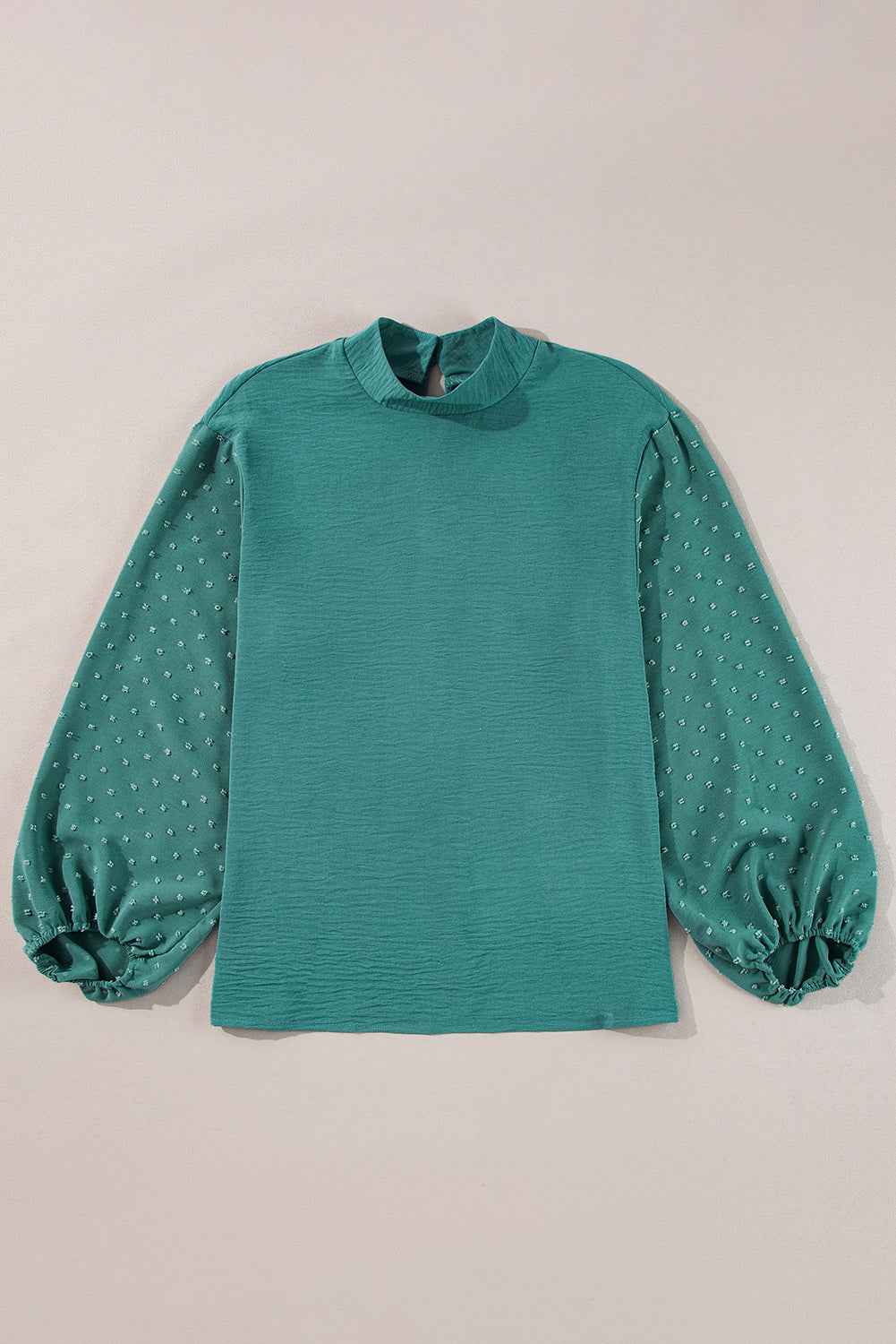 Gossamer Pink Swiss Dot Balloon Sleeve Loose Blouse