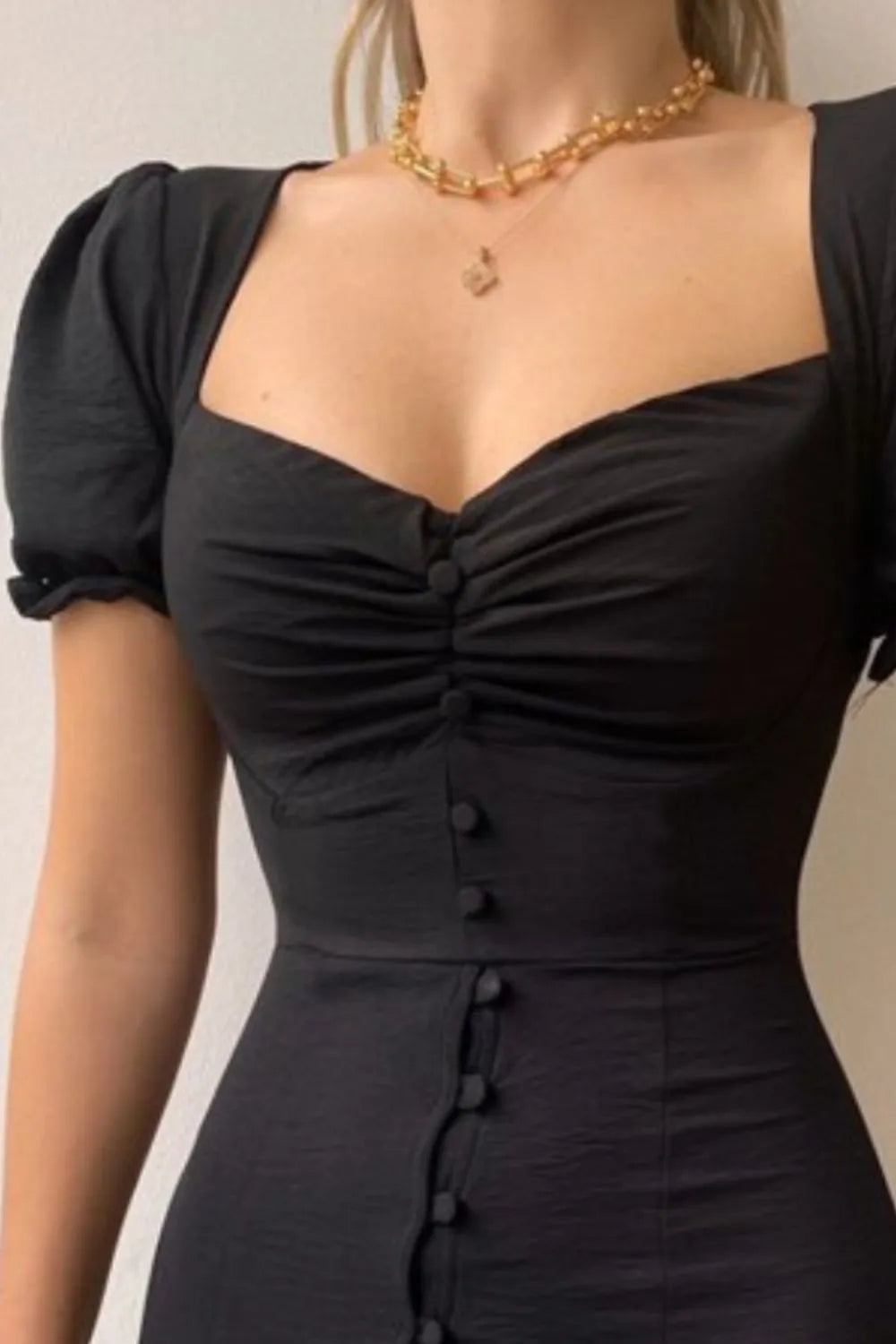 Sweetheart Neck Short Sleeve Dress by Shopiebay