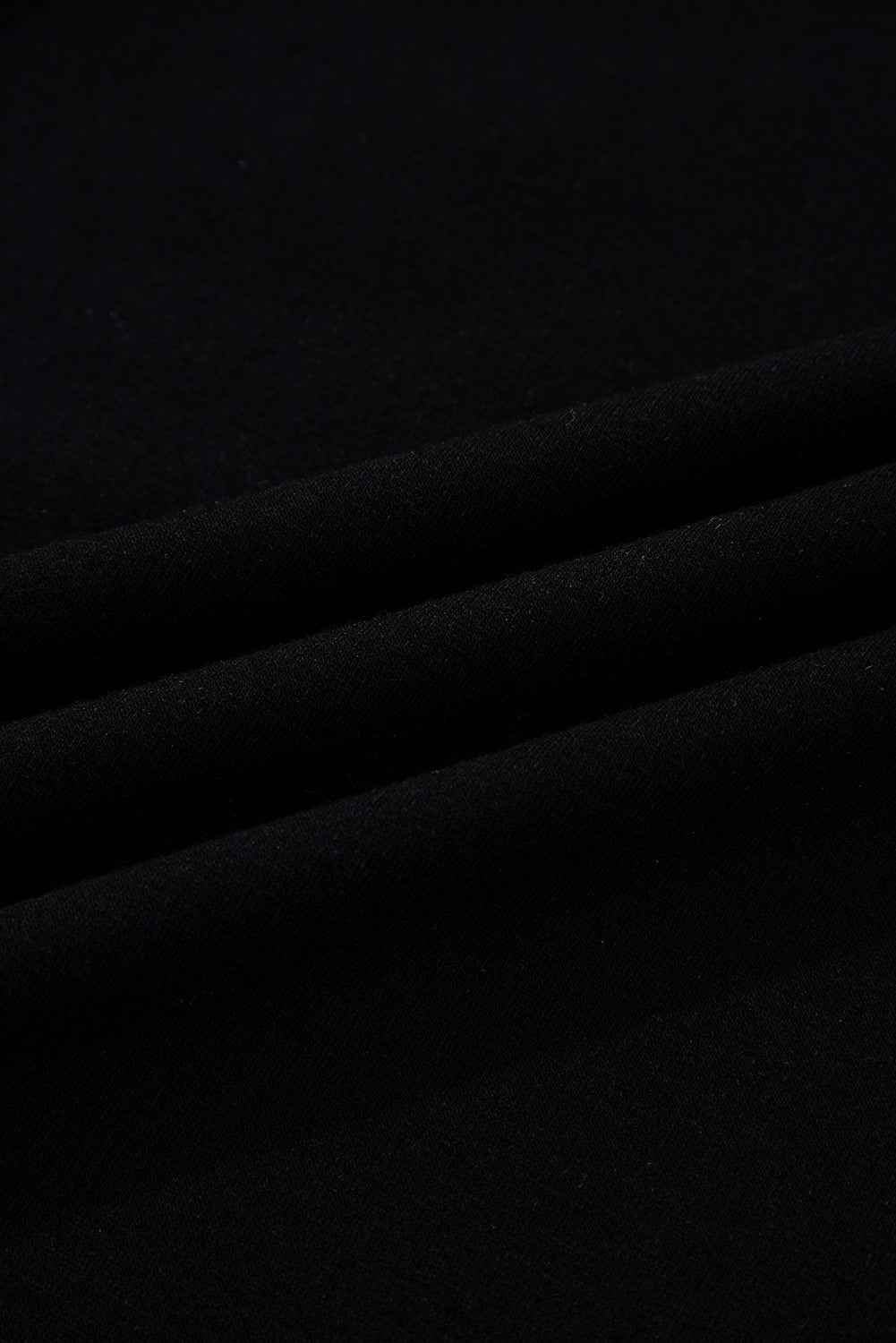 Black Scallop Trim Colorblock Long Sleeve Collared Top