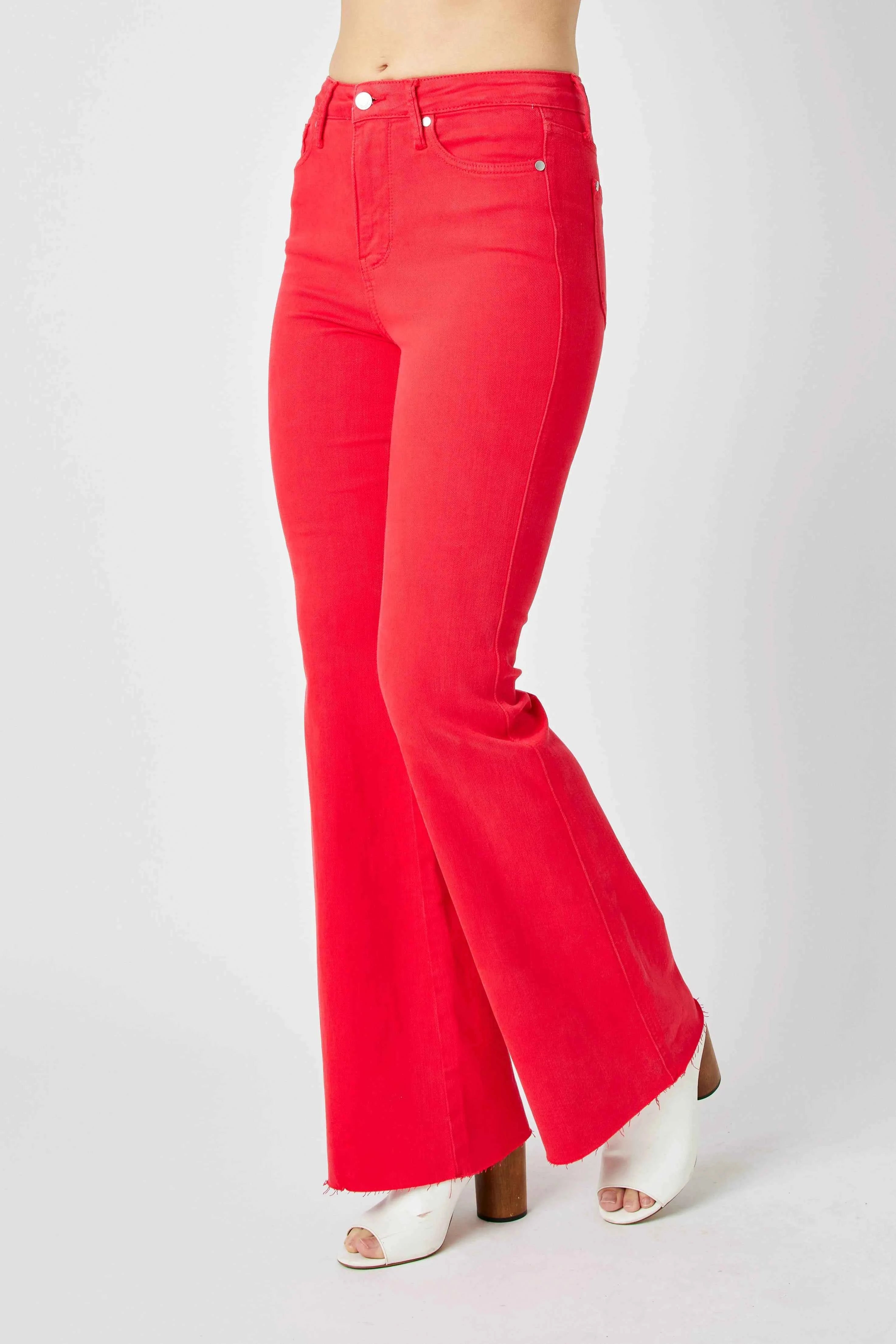 Judy Blue Full Size Hw Tummy Control Garment Dyed Flare Jeans Plus Size