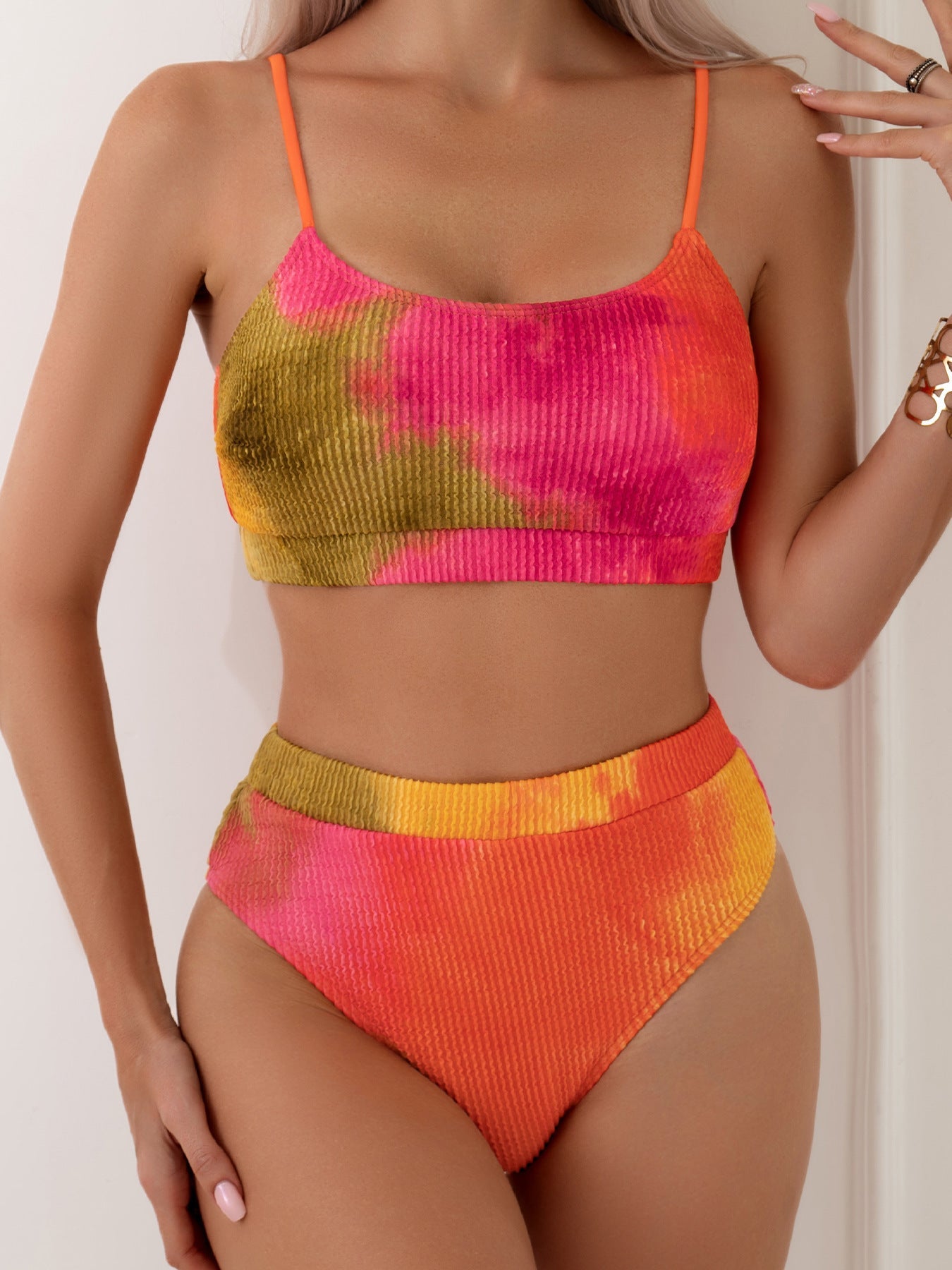 Women's Fashion Tie-dye Pleated Split Bikini