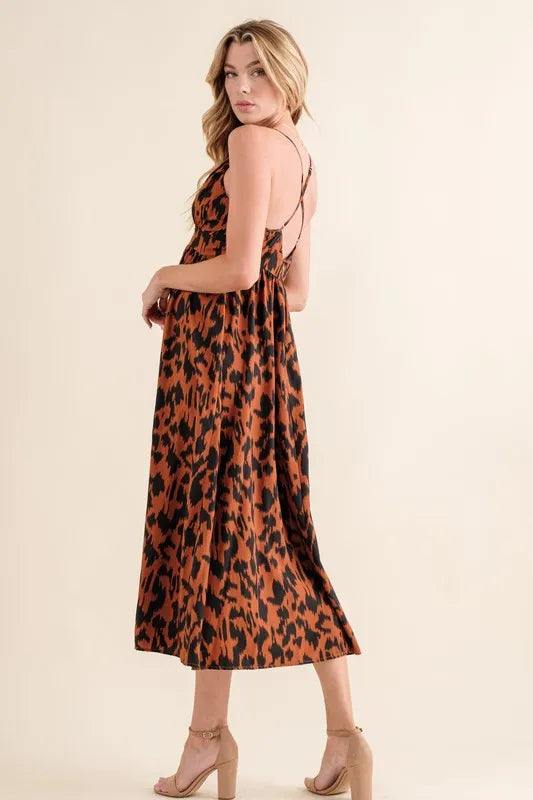 And The Why Leopard Print Plunge Maxi Dress by Selvanelle