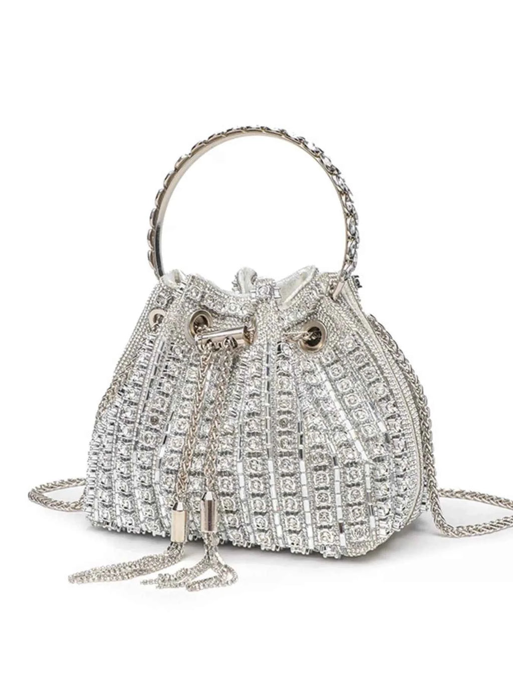 Bucket Style Rhinestone Crossbody Bag