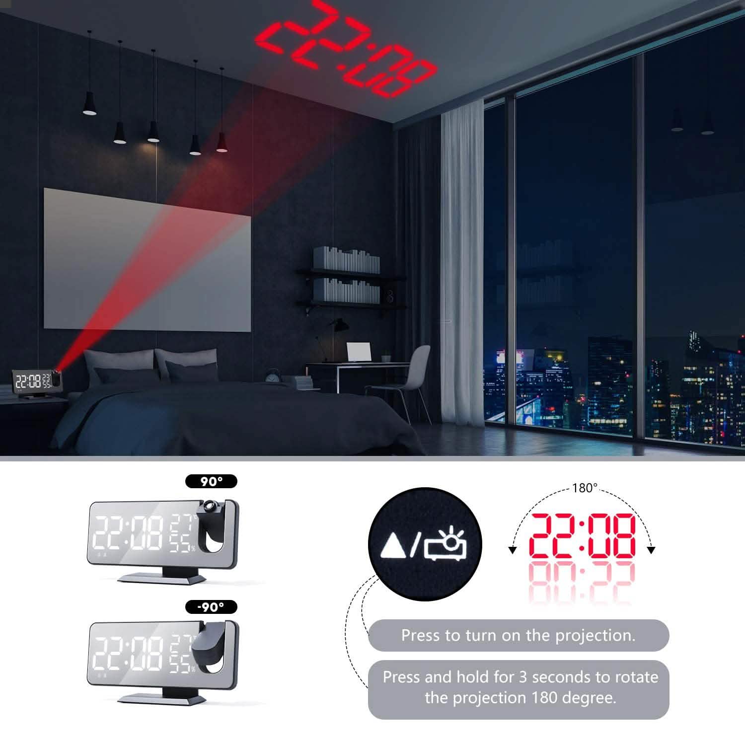 Bedroom Projection Digital Alarm Clock by DailySale