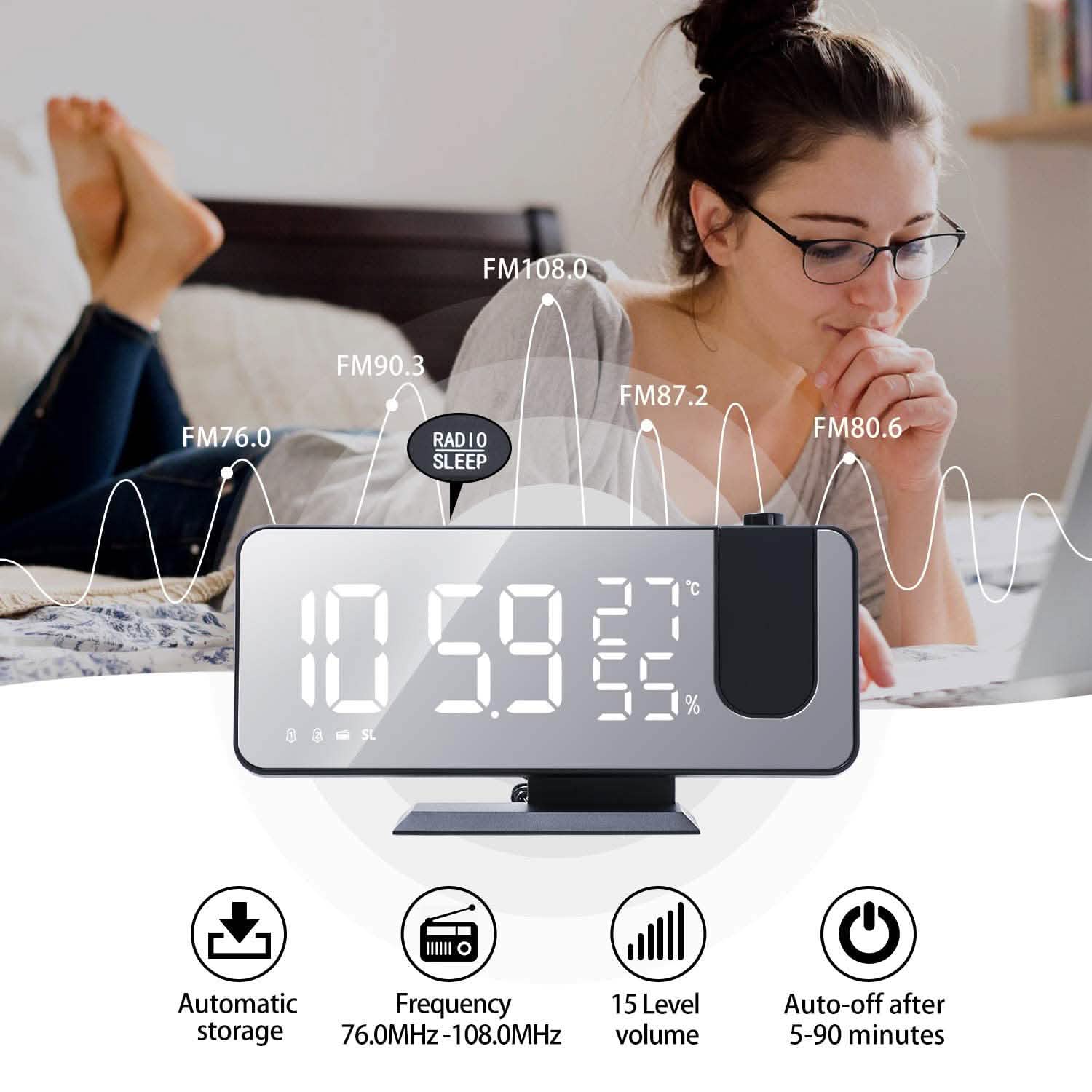 Bedroom Projection Digital Alarm Clock by DailySale