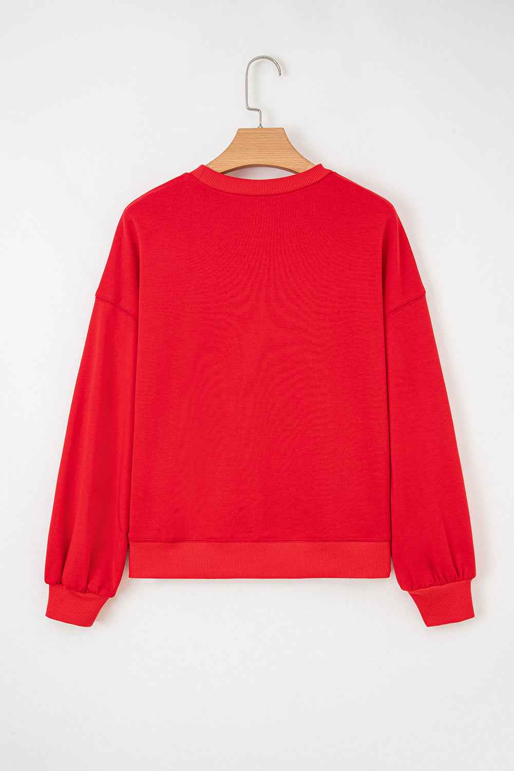 Fiery Red How Bout Them Dawgs Embroidered Script Balloon Sleeve Sweatshirt