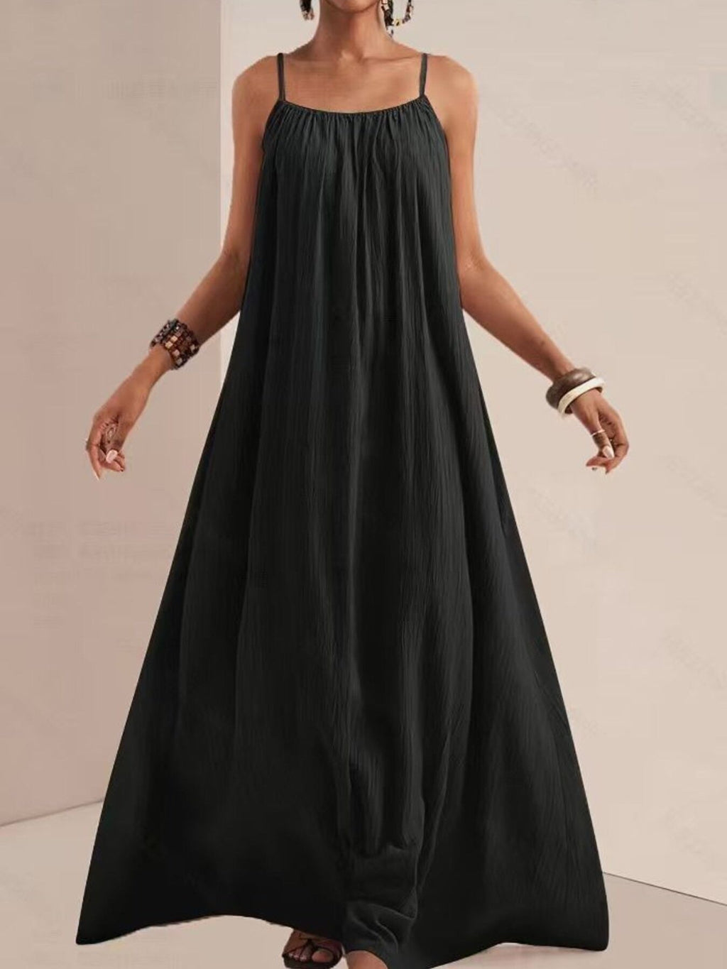 Spaghetti Strap Flowy Maxi Dress by Shopiebay