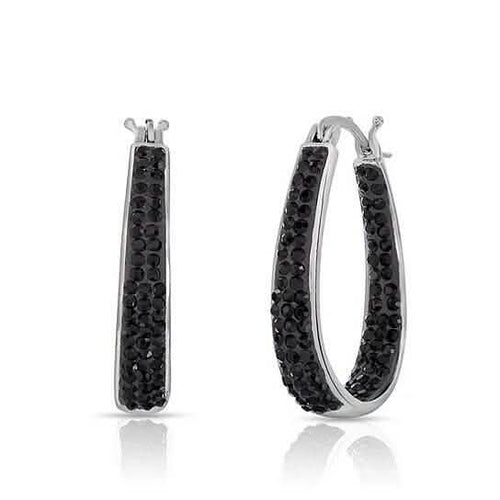 Black and White Austrian Crystal Hoop Earrings by DailySale