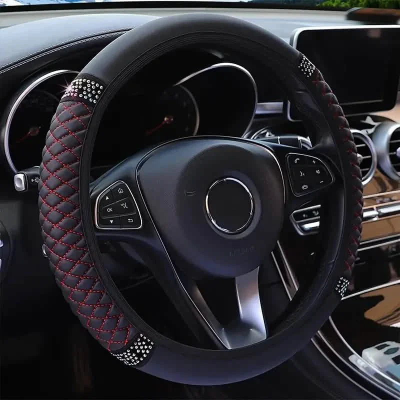 Bling Soft Leather Car Steering Wheel Cover Non-Slip Heat And Cold Protector by DailySale