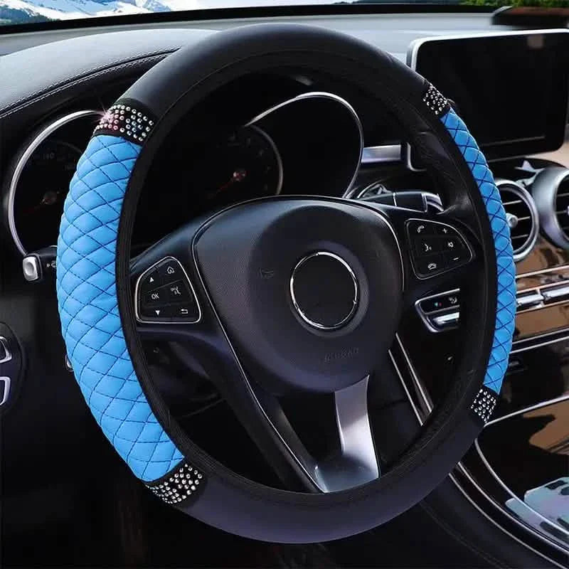 Bling Soft Leather Car Steering Wheel Cover Non-Slip Heat And Cold Protector by DailySale