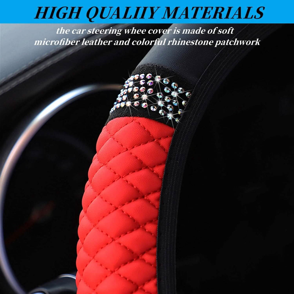 Bling Soft Leather Car Steering Wheel Cover Non-Slip Heat And Cold Protector by DailySale