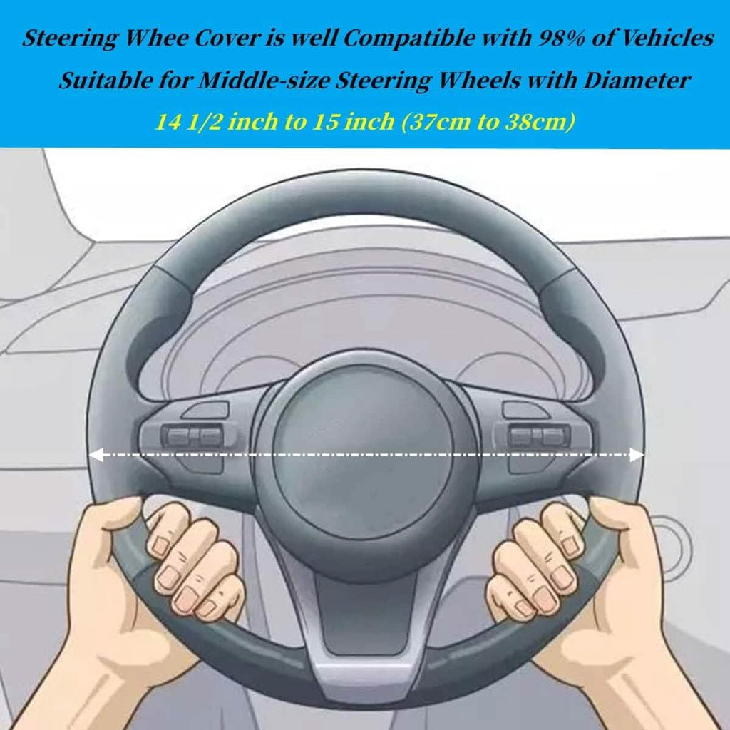 Bling Soft Leather Car Steering Wheel Cover Non-Slip Heat And Cold Protector by DailySale