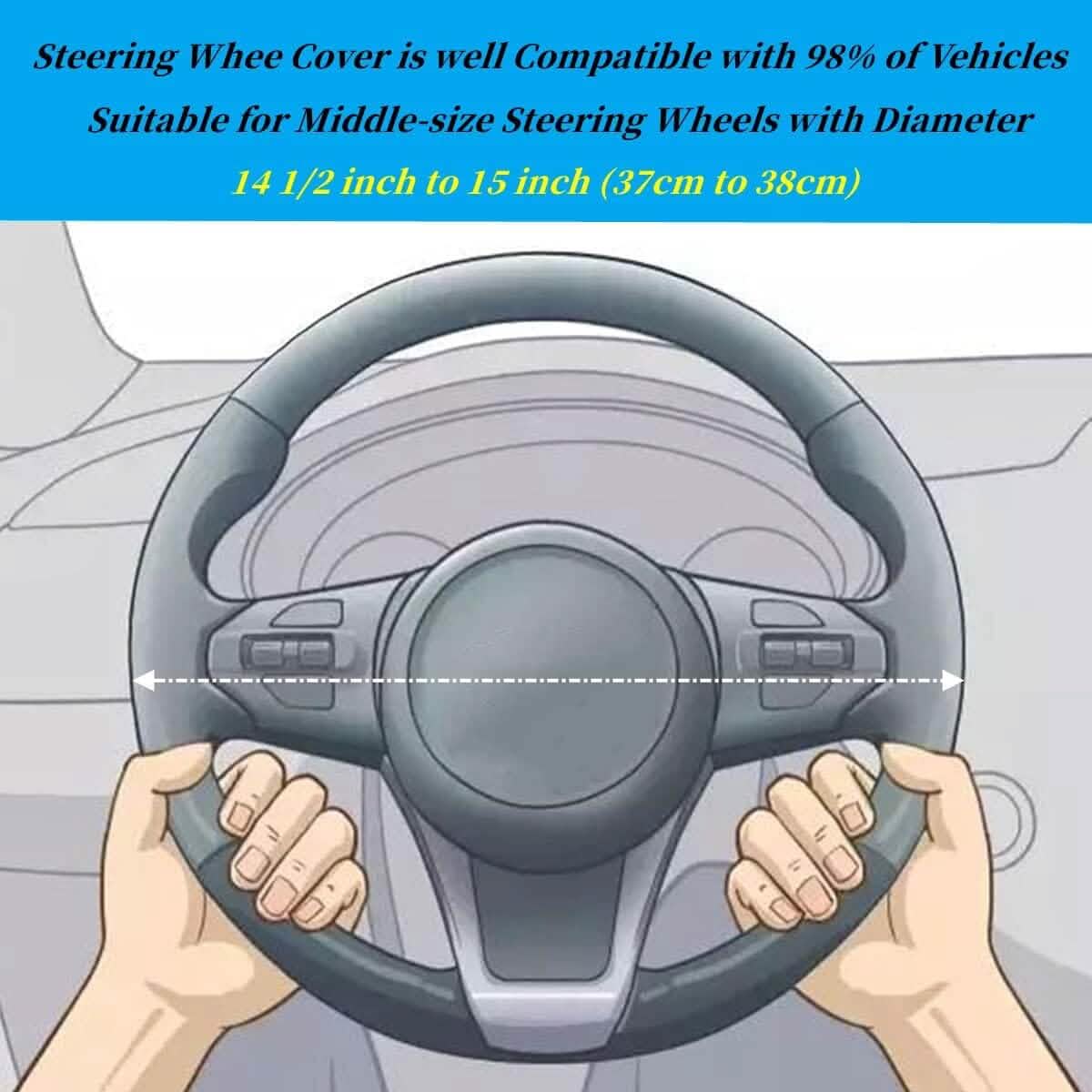 Bling Soft Leather Car Steering Wheel Cover Non-Slip Heat And Cold Protector by DailySale