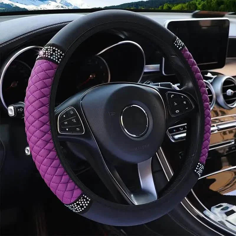 Bling Soft Leather Car Steering Wheel Cover Non-Slip Heat And Cold Protector by DailySale