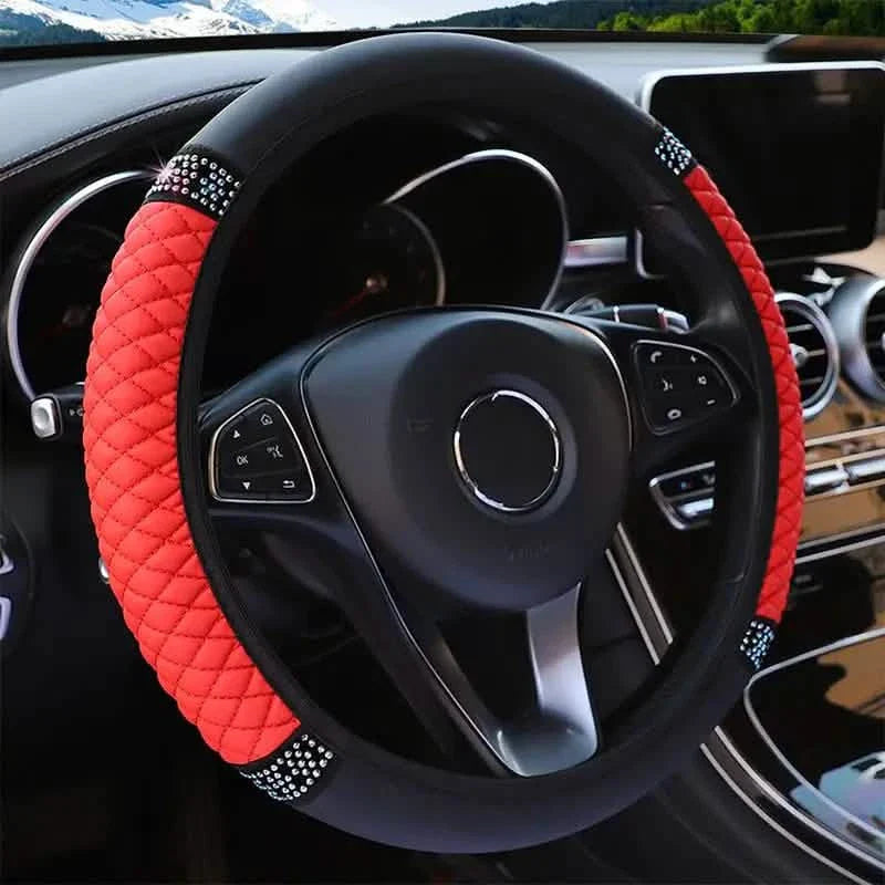 Bling Soft Leather Car Steering Wheel Cover Non-Slip Heat And Cold Protector by DailySale