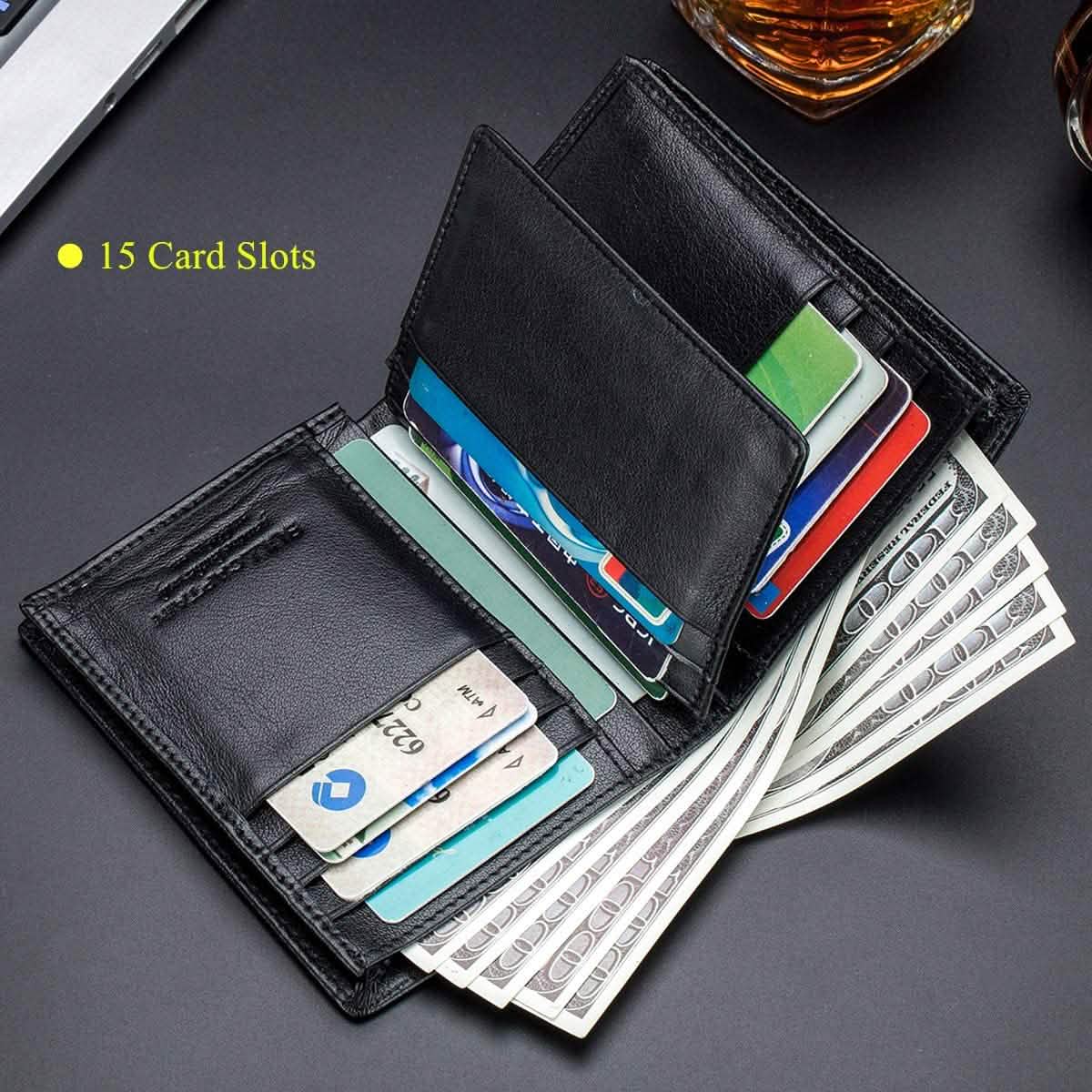 Bullcaptain Large Capacity Genuine Leather Bifold Wallet/Credit Card Holder by DailySale