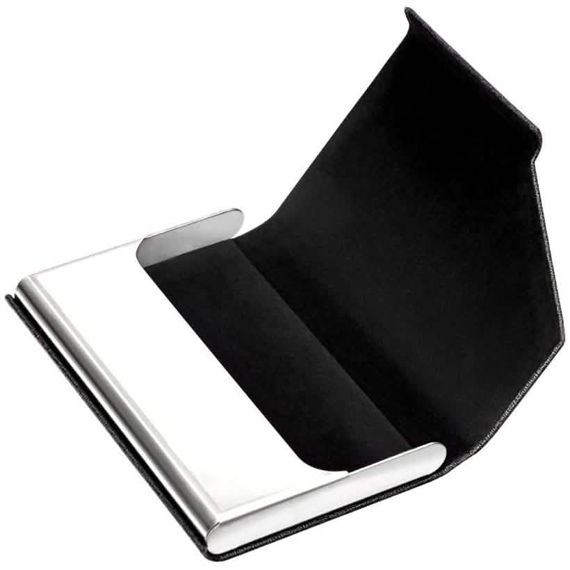Business Name Card Holder Luxury PU Leather and Stainless Steel Multi Card Case by DailySale