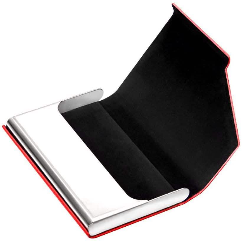 Business Name Card Holder Luxury PU Leather and Stainless Steel Multi Card Case by DailySale