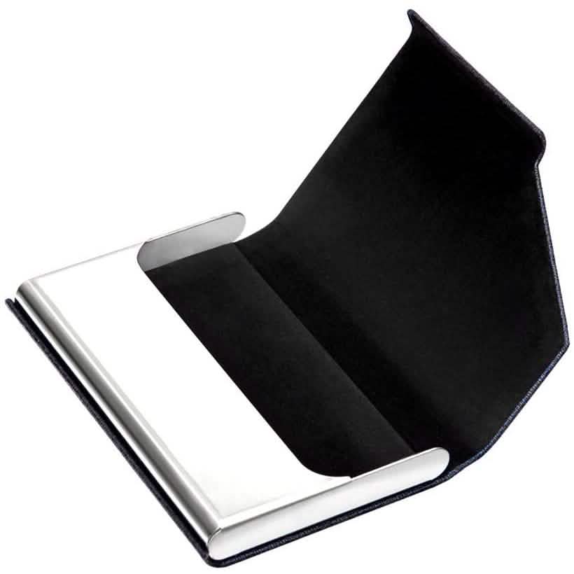 Business Name Card Holder Luxury PU Leather and Stainless Steel Multi Card Case by DailySale