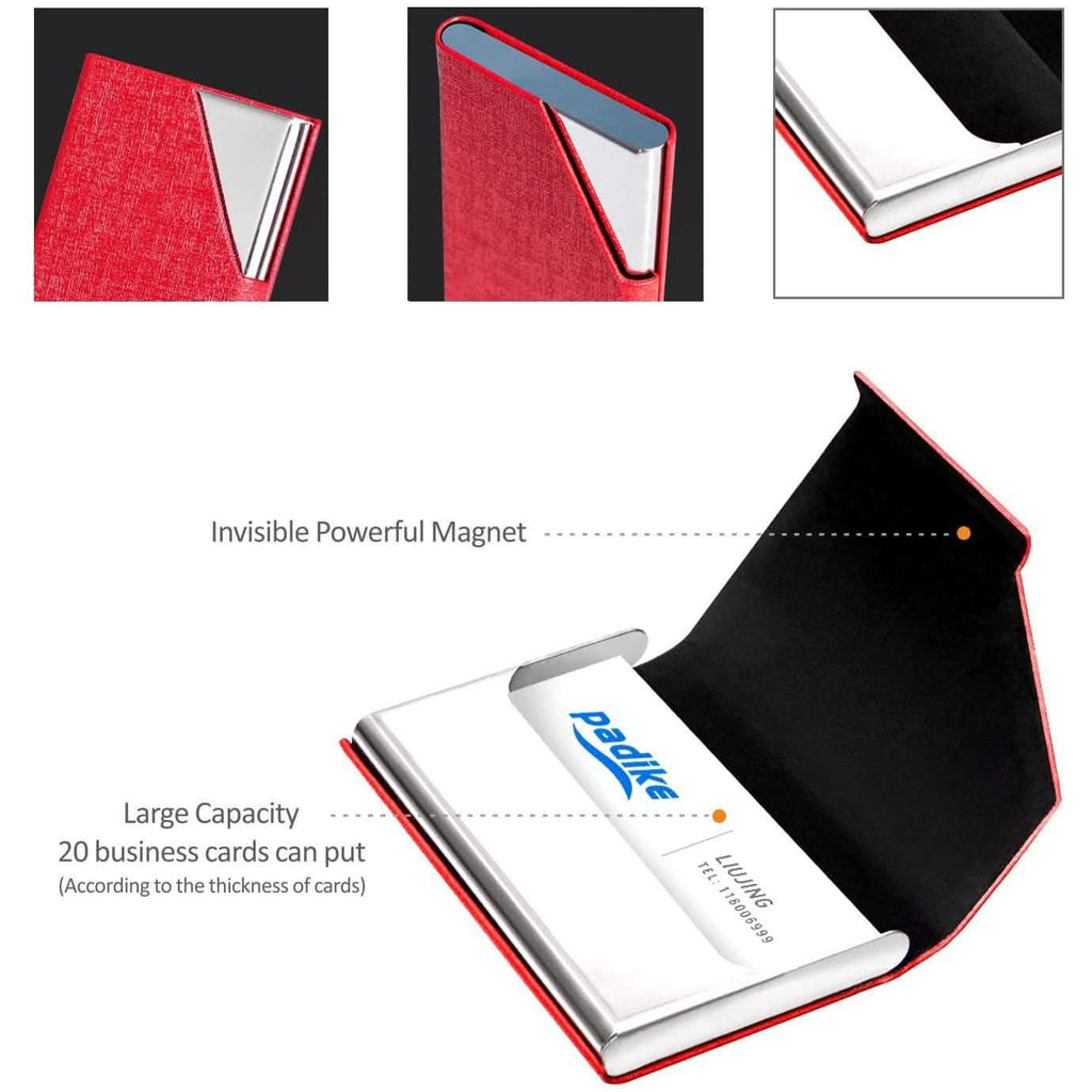 Business Name Card Holder Luxury PU Leather and Stainless Steel Multi Card Case by DailySale
