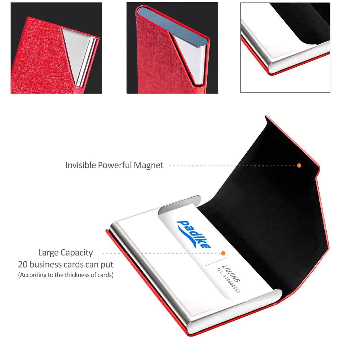 Business Name Card Holder Luxury PU Leather and Stainless Steel Multi Card Case by DailySale