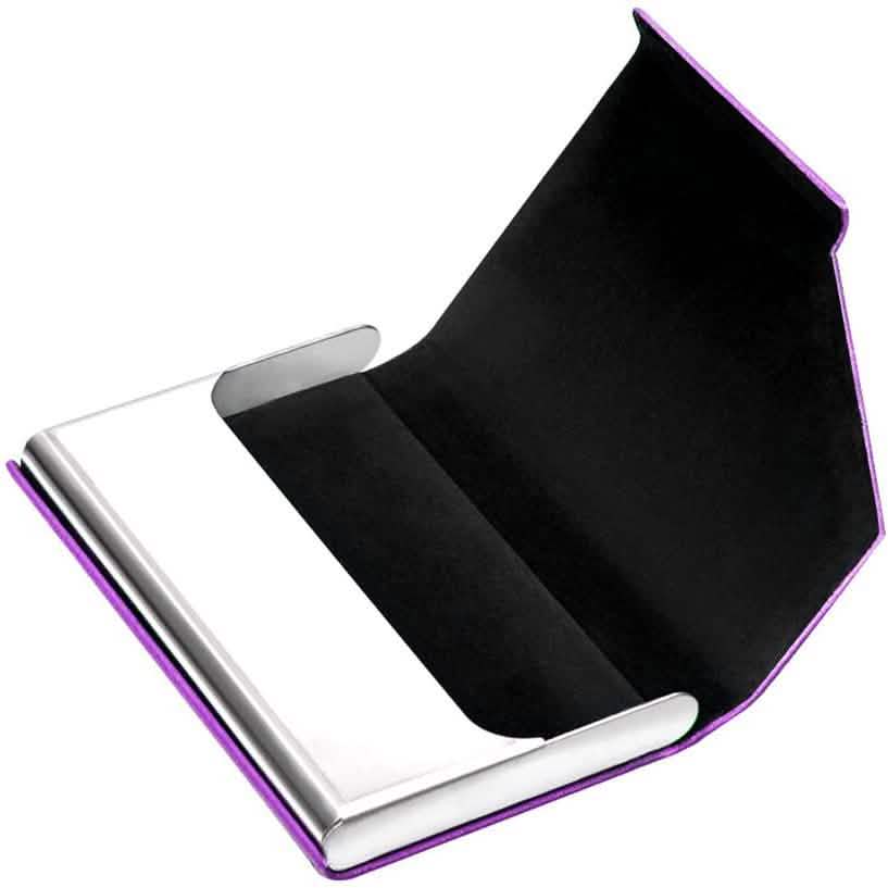 Business Name Card Holder Luxury PU Leather and Stainless Steel Multi Card Case by DailySale