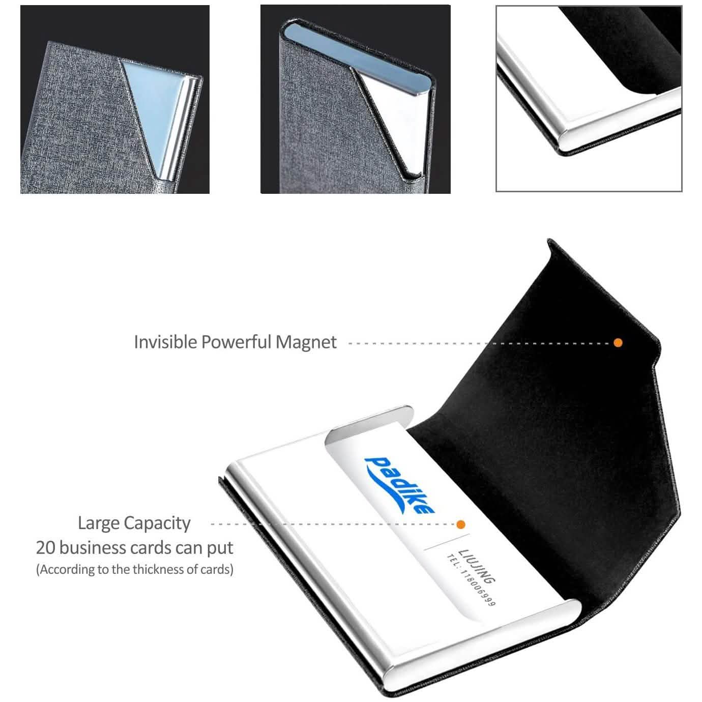 Business Name Card Holder Luxury PU Leather and Stainless Steel Multi Card Case by DailySale