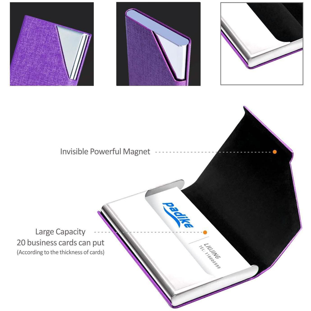 Business Name Card Holder Luxury PU Leather and Stainless Steel Multi Card Case by DailySale