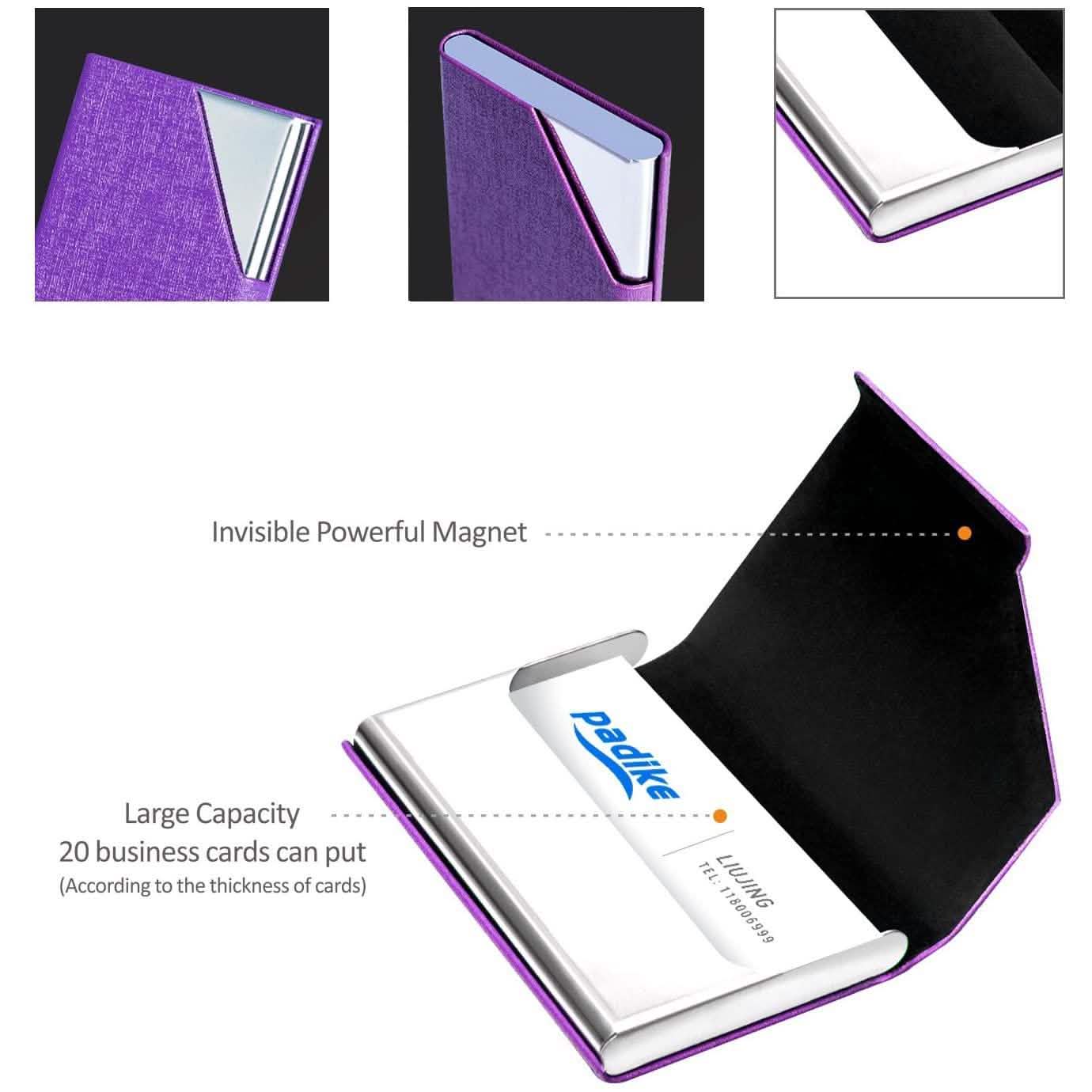 Business Name Card Holder Luxury PU Leather and Stainless Steel Multi Card Case by DailySale