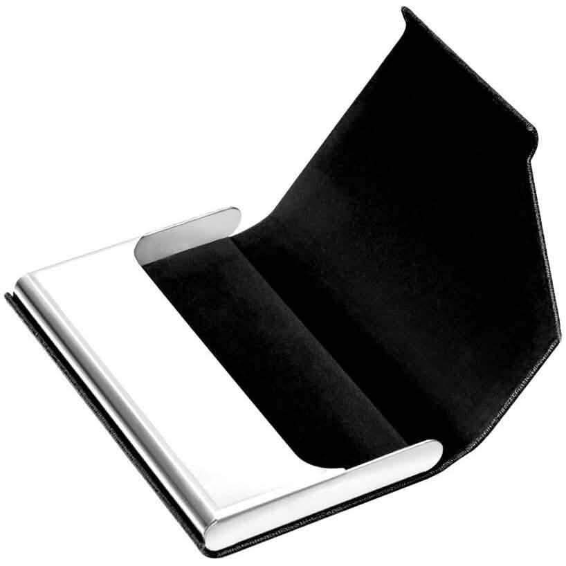 Business Name Card Holder Luxury PU Leather and Stainless Steel Multi Card Case by DailySale