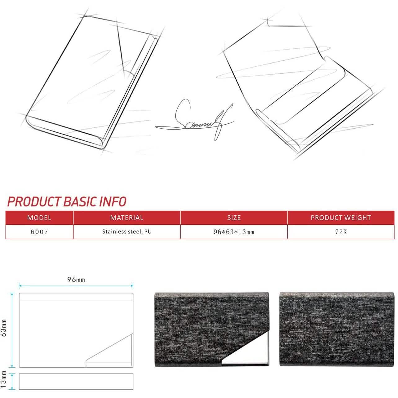 Business Name Card Holder Luxury PU Leather and Stainless Steel Multi Card Case by DailySale