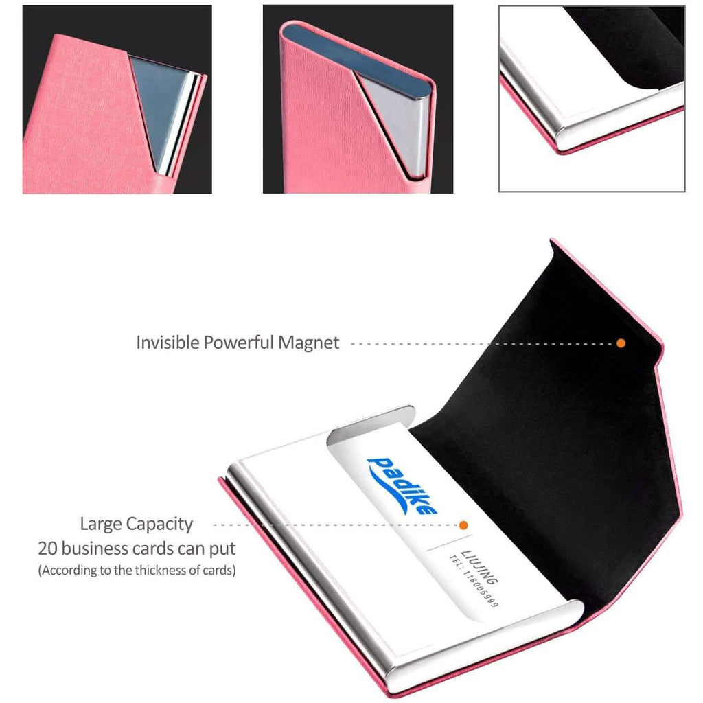 Business Name Card Holder Luxury PU Leather and Stainless Steel Multi Card Case by DailySale
