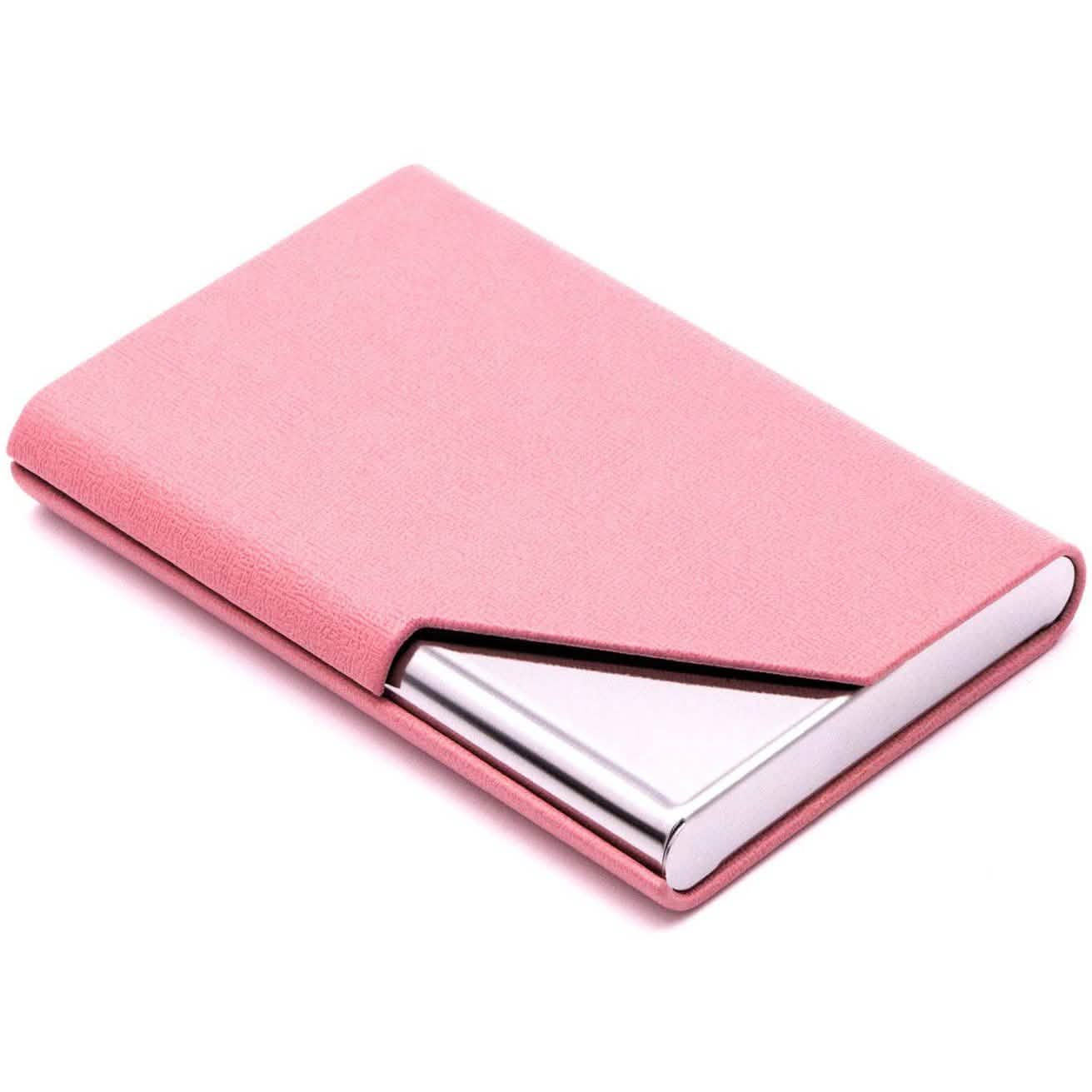 Business Name Card Holder Luxury PU Leather and Stainless Steel Multi Card Case by DailySale