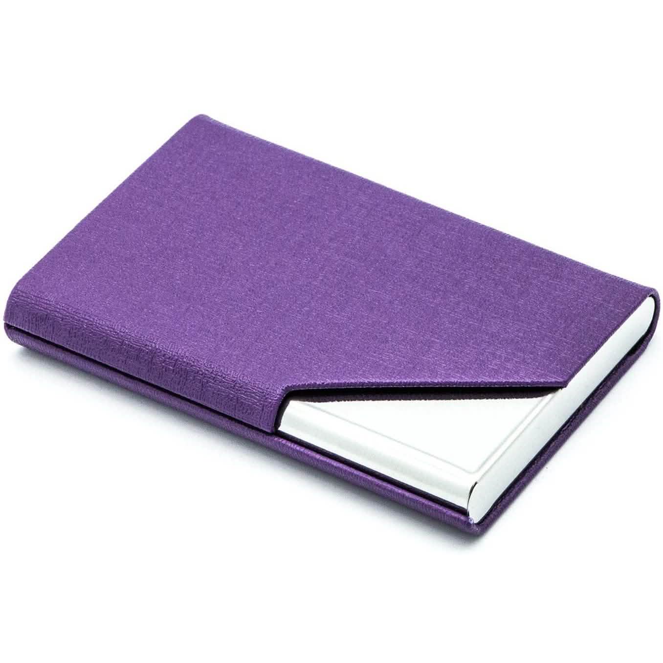 Business Name Card Holder Luxury PU Leather and Stainless Steel Multi Card Case by DailySale