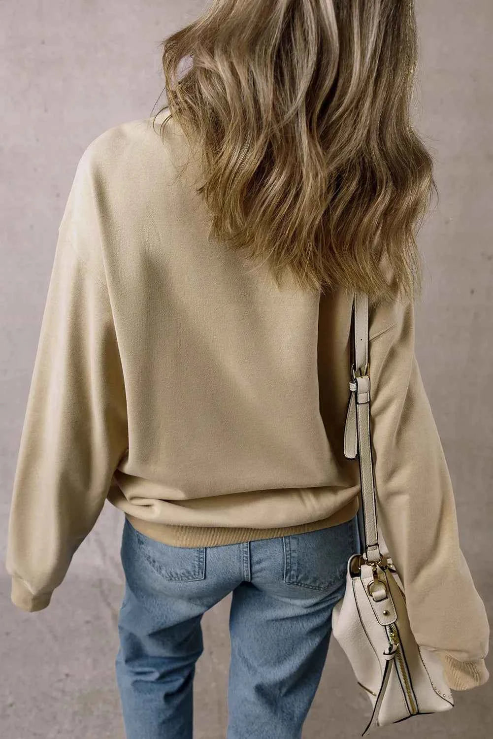 THANKFUL Bow Round Neck Long Sleeve Sweatshirt