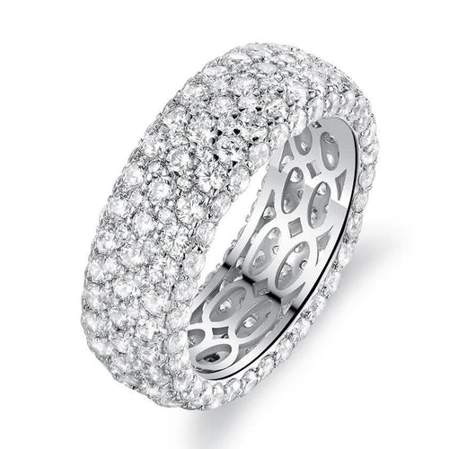 18K White Gold Plated Five Row Eternity Ring Made with Swarovski Elements by DailySale