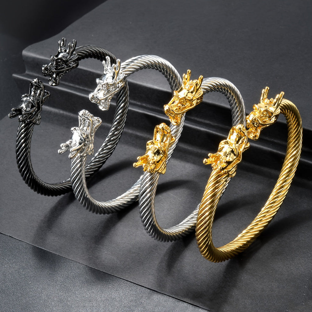 Double Dragon Copper Bracelet – Rock & Hip-Hop Style, Unisex by DailySale