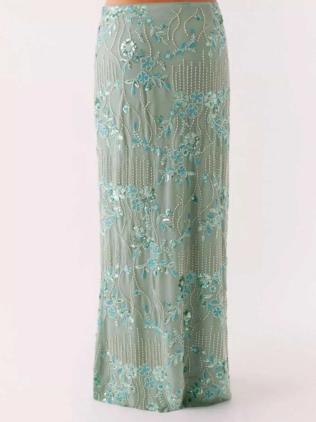 Embroidered Sequin Maxi Skirt