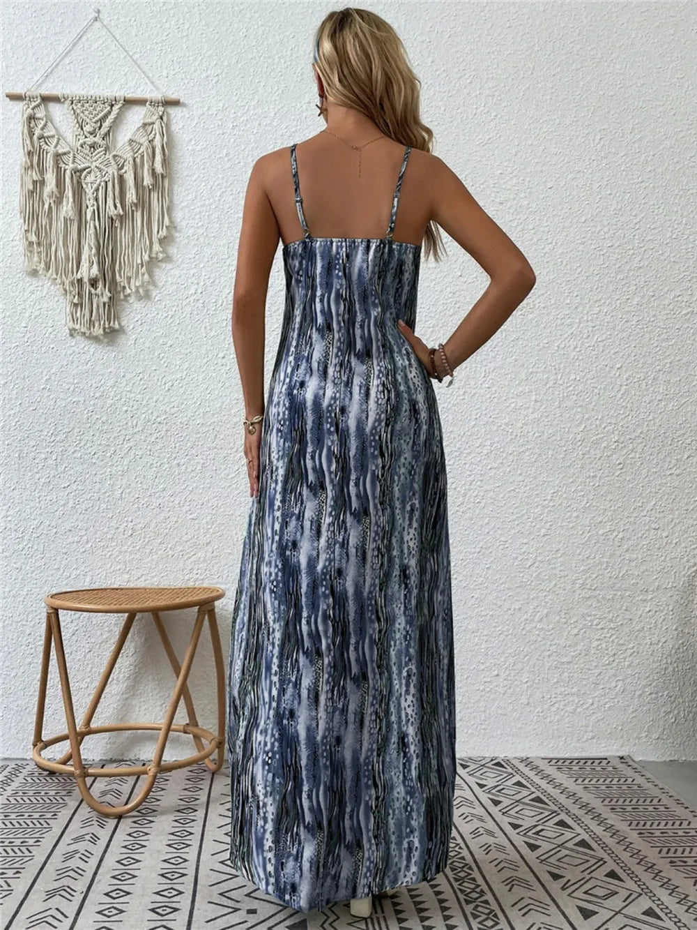 Printed Scoop Neck Maxi Cami Dress by Shopiebay