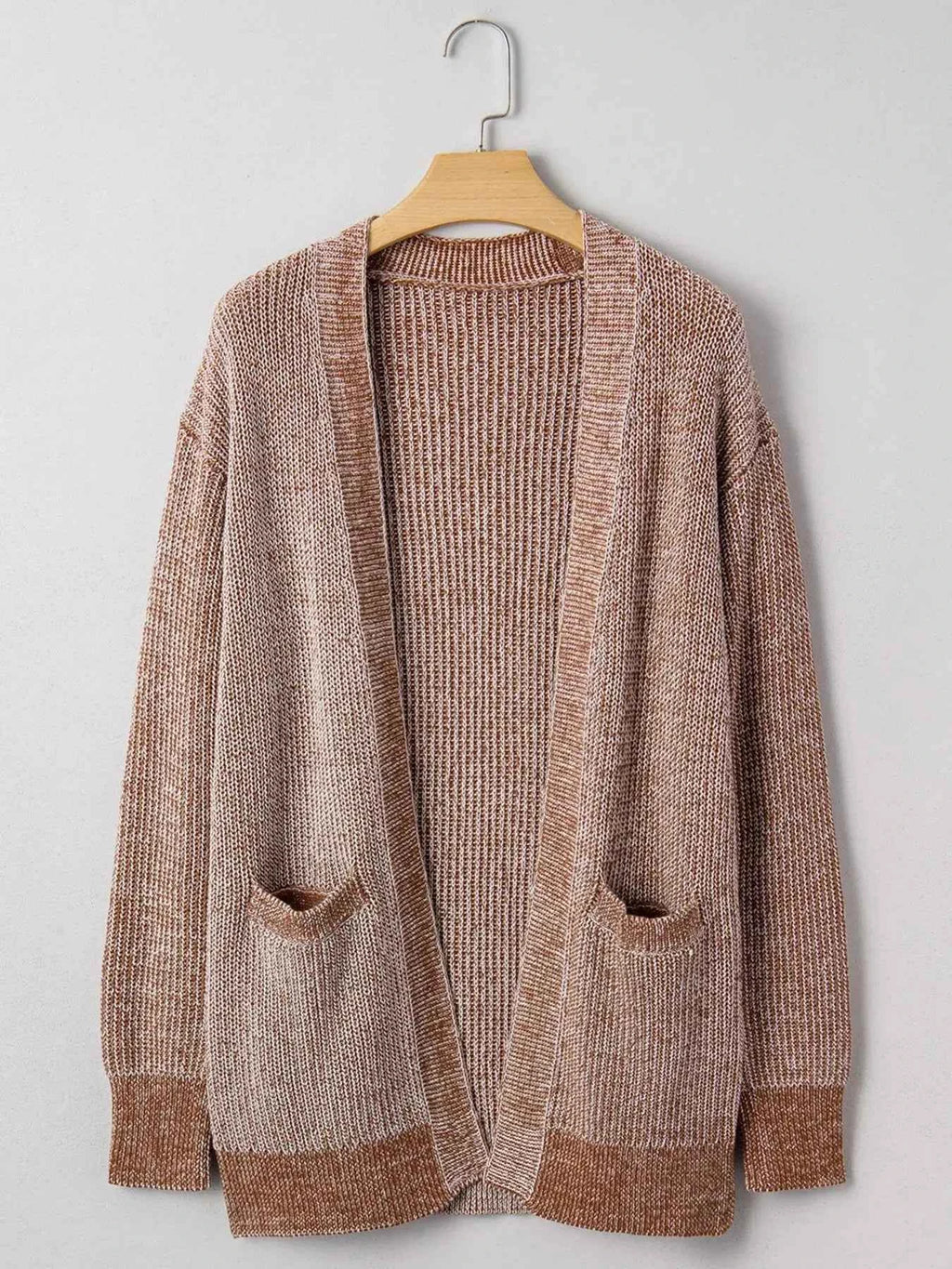 Open Front Dropped Shoulder Cardigan with Pockets