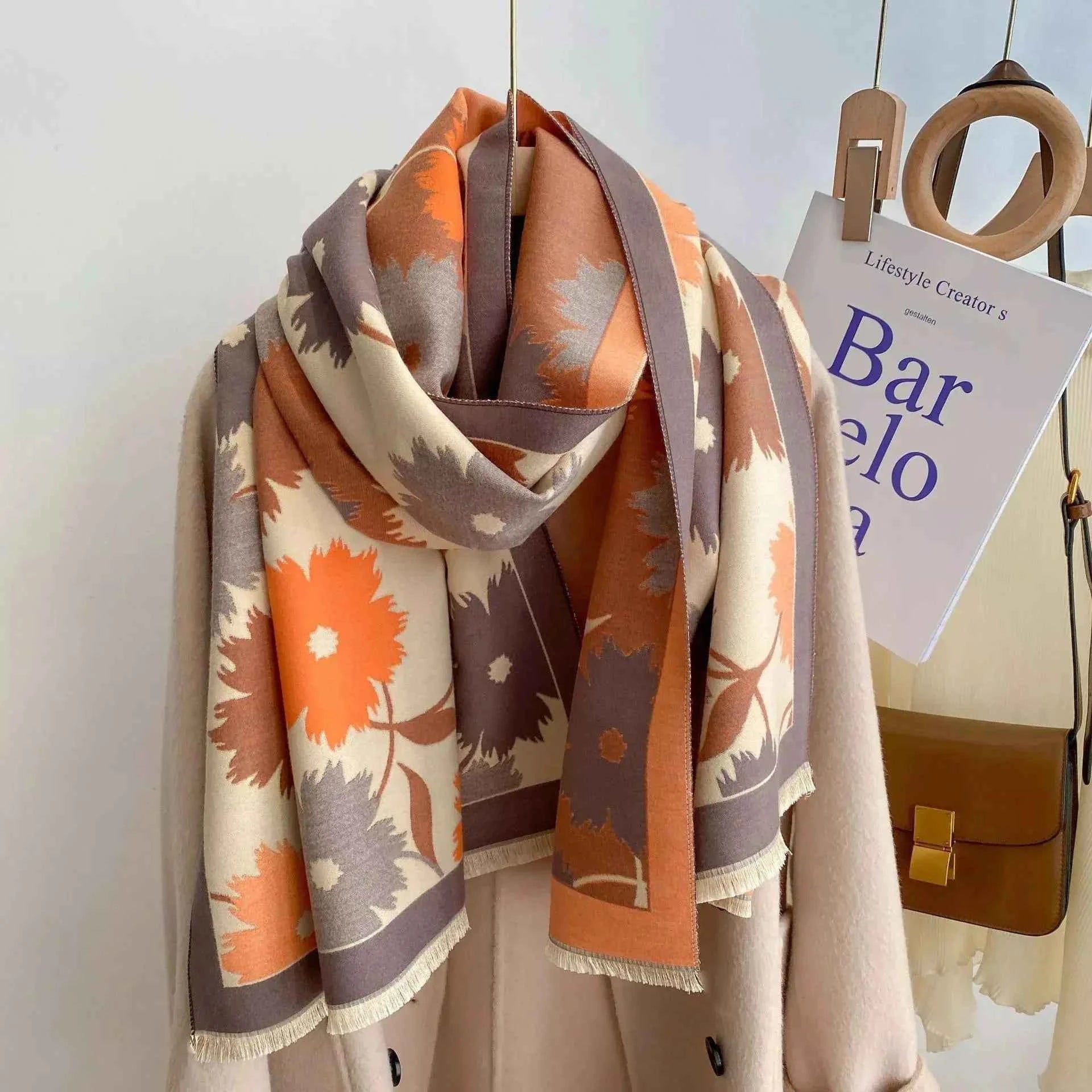 Floral Print Warm Winter Womens Scarf