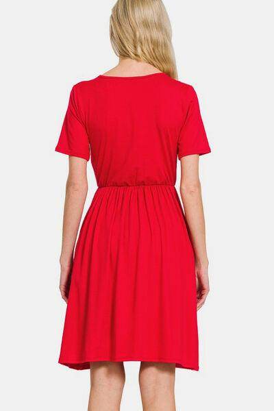 Zenana Surplice Short Sleeve Brushed DTY Dress for Women by Selvanelle