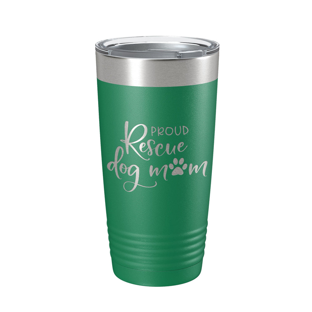 Proud Rescue Mom Tumbler Dog Travel Mug Gift Insulated Laser Engraved Coffee Cup 20 oz - Goddess Imports Marketplace