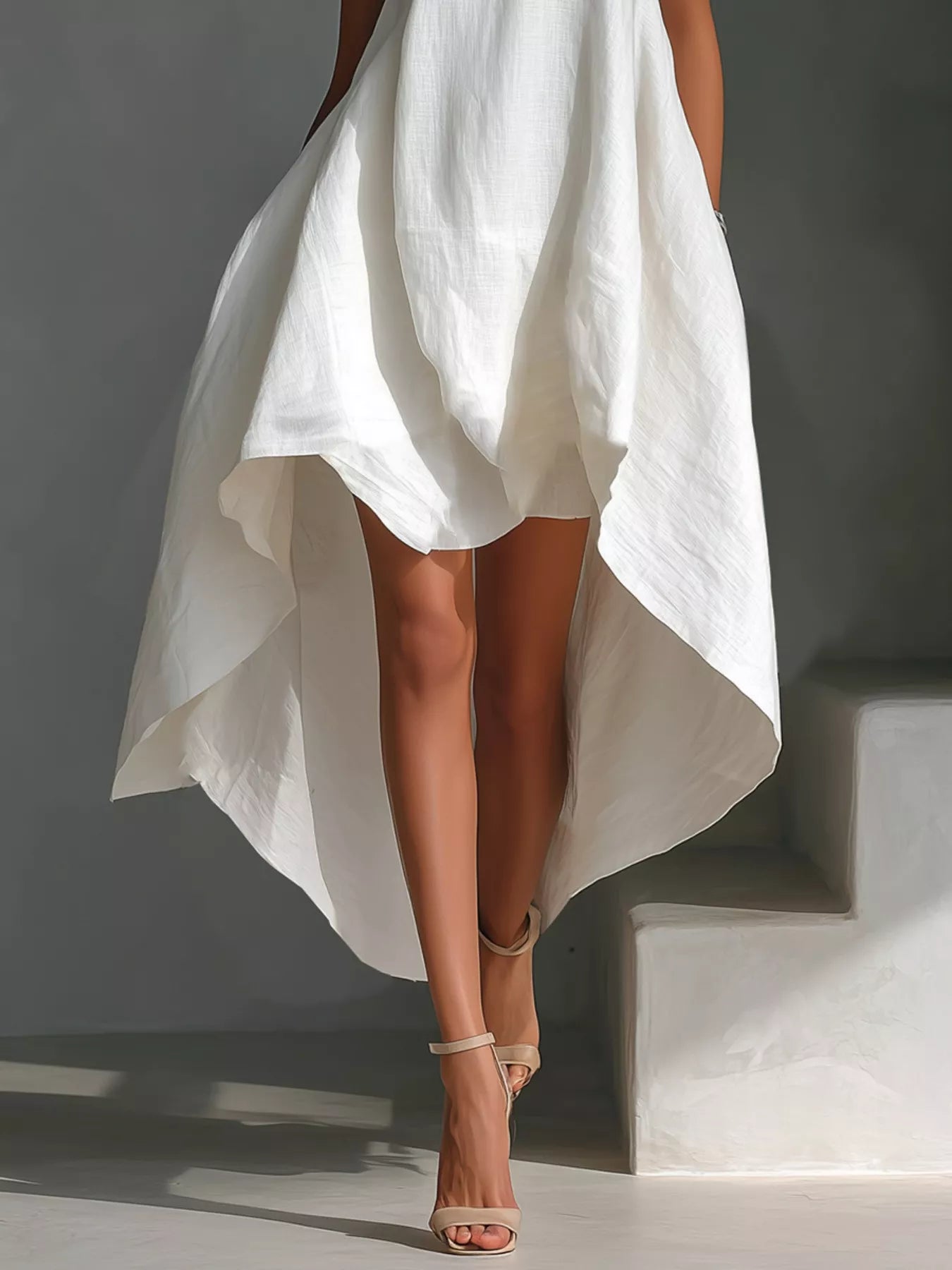 High-Low Round Neck Sleeveless Dress by Shopiebay
