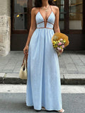 Striped Halter Neck Maxi Dress by Shopiebay