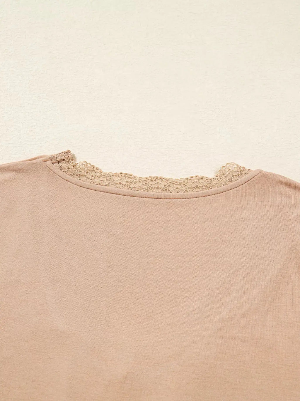 Lace-Trimmed Ruched Detail Long Sleeve T Shirt