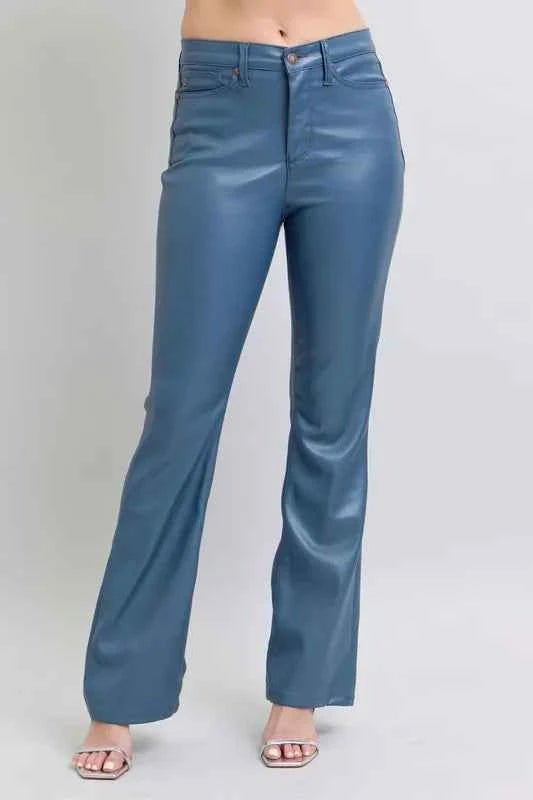 Judy Blue Full Size High Waist Tummy Control Faux Leather Bootcut Pants Plus Size