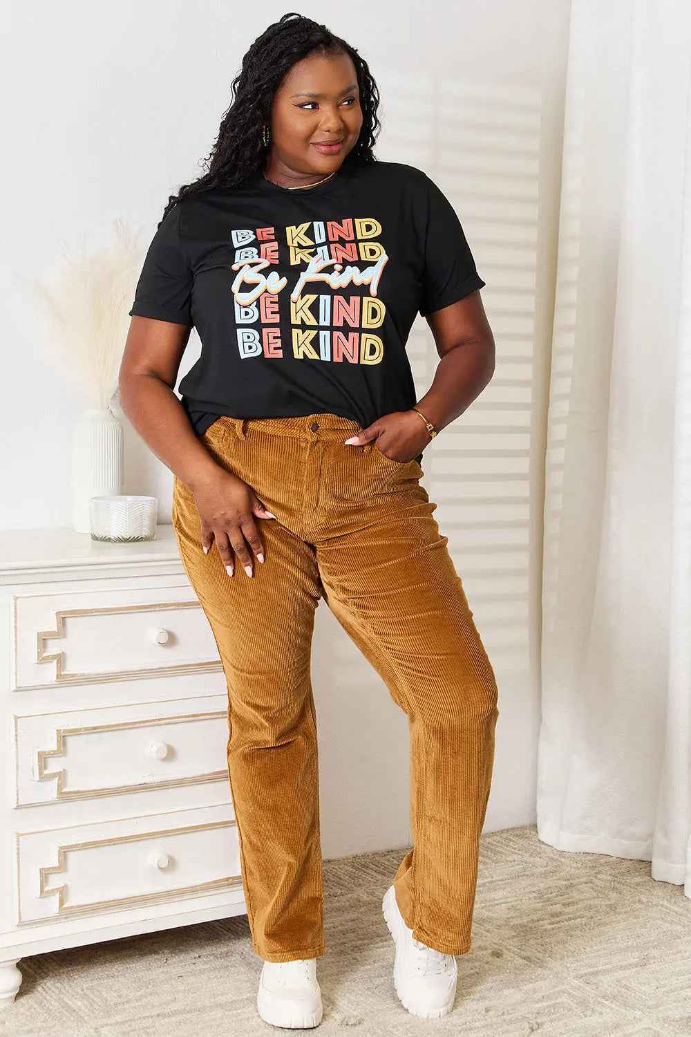 Simply Love BE KIND Round Neck Womens Graphic T Shirt